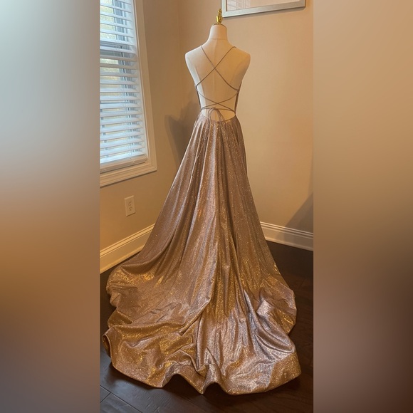 020 Sherri Hill Gold Sparkle Prom Dress - Picture 2 of 7